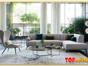 Hình ảnh Kê sofa góc chữ L dáng vuông trong căn phòng Softop-1517