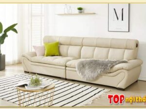 Hình ảnh Sofa văng da đẹp chụp góc nghiêng SofTop-0908