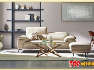 Hình ảnh Chụp chính diện mẫu sofa văng da 2 chỗ SofTop-0814