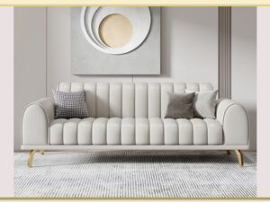 Hình ảnh Chụp chính diện mẫu sofa văng da tay trụ Softop-1621