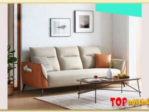 Hình ảnh Ghế sofa văng bọc nỉ chân cao màu kem SofTop-0684