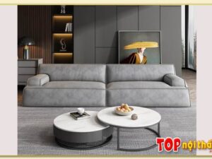 Hình ảnh Ghế sofa văng bọc nỉ màu ghi đẹp sang trọng SofTop-0655