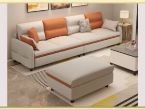 Hình ảnh Ghế sofa văng da cỡ lớn 3 chỗ màu kem hiện đại Softop-1781