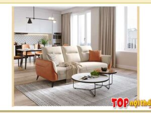 Hình ảnh Mẫu sofa văng da 3 chỗ kê phòng khách SofTop-0812