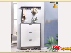 Hình ảnh mẫu tủ giày 3 tầng có móc treo đồ TGDTop-2439