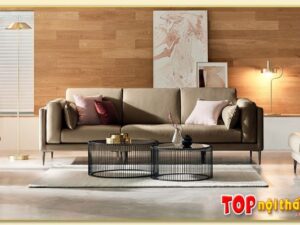 Hình ảnh Sofa văng da 3 chỗ màu nâu SofTop-0808