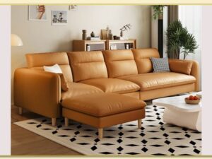 Hình ảnh Sofa văng da kèm đôn ghế bài trí như sofa góc Softop-1565