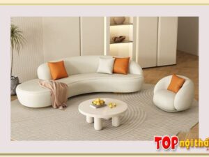 Hình ảnh Sofa văng da kiểu dáng mới kết hợp cùng ghế đơn Softop-1527