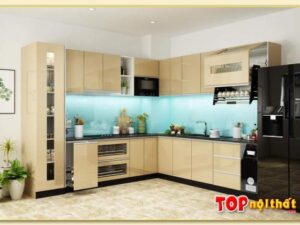 Hình ảnh Tủ bếp đẹp hiện đại màu kem hình chữ L TBTop-0040