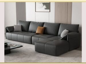 Hình ảnh Bài trí sofa da góc chữ L cỡ lớn trong phòng khách Softop-1676