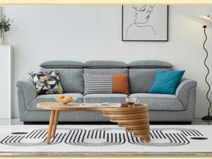 Hình ảnh Bài trí sofa văng nỉ 3 chỗ tay uốn trong phòng khách Softop-1775