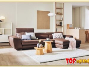 Hình ảnh Chụp góc chếch mẫu sofa da chữ L SofTop-0637