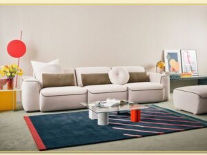 Hình ảnh Chụp góc nghiêng sofa văng nỉ 3 chỗ đẹp Softop-1070