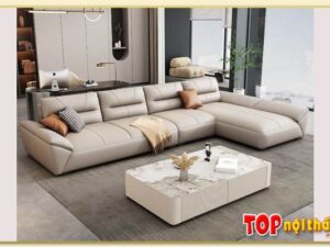 Hình ảnh Ghế sofa góc bọc da bài trí phòng khách đẹp Softop-1542