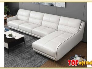 Hình ảnh Ghế sofa góc da chữ L kê sát tường phòng khách Softop-1543