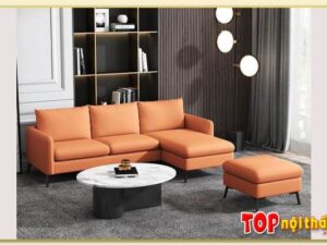 Hình ảnh Ghế sofa góc da cỡ nhỏ màu cam đẹp nổi bật Softop-1546