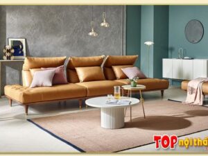 Hình ảnh Ghế sofa văng da màu da bò đẹp sang SofTop-0625