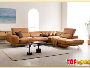 Hình ảnh Góc nghiêng mẫu sofa da góc chữ L SofTop-0840