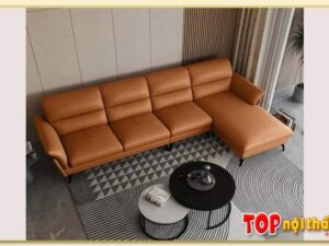 Hình ảnh Mẫu ghế sofa góc da bài trí sát tường đẹp Softop-1510