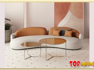 Hình ảnh Mẫu ghế sofa văng da cong tròn bọc da Softop-1540