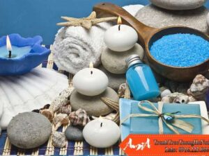 Tranh treo tường Spa tông xanh dương đẹp AmiA 0304092024