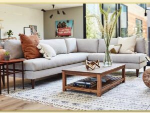 Hình ảnh Phối hợp sofa góc vuông trong phòng khách Softop-1345