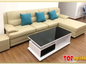 Hình ảnh Sofa bọc da hiện đại kiểu dáng chữ L phòng khách SofTop-0500