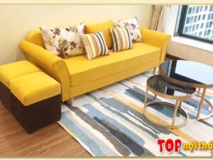 Hình ảnh Sofa bọc nỉ dạng văng đẹp kiểu dáng tân cổ điển SofTop-0216