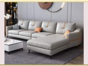 Hình ảnh Sofa da góc chữ L cỡ lớn màu ghi sáng hiện đại Softop-1728