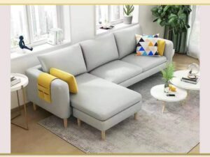 Hình ảnh Sofa da góc cỡ nhỏ mini màu ghi hiện đại Softop-1710