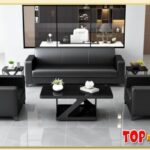 Hình ảnh Sofa da theo bộ 3 món gam màu đen sang trọng Softop-1559