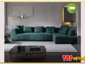 Hình ảnh Sofa góc chữ L bọc vải phòng khách SofTop-0612 màu xanh