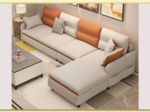 Hình ảnh Sofa góc da chữ L cỡ lớn màu kem đẹp hiện đại Softop-1771