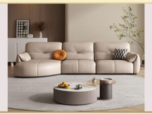 Hình ảnh Sofa góc da độc đáo bài trí trong phòng khách Softop-1566