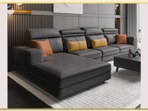 Hình ảnh Sofa góc da tay dáng trụ chụp góc nghiêng đẹp Softop-1705