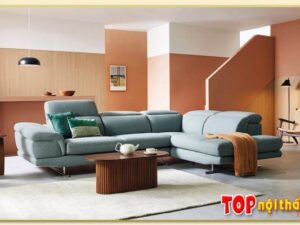 Hình ảnh Sofa góc nỉ bài trí trong không gian đẹp Softop-1037