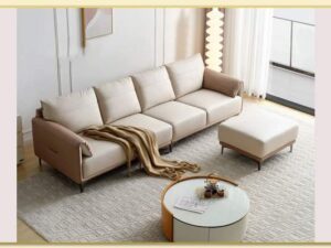 Hình ảnh Sofa văng da dáng dài bài trí cùng đôn ghế Softop-1717