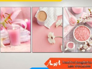 Tranh treo tường Spa bộ 3 tấm tông hồng AmiA 3404112024